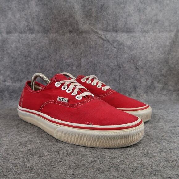 Vans Shoes Womens 9.5 Sneakers Authentic Skate Casual Red Canvas Low Active Logo - Picture 1 of 14